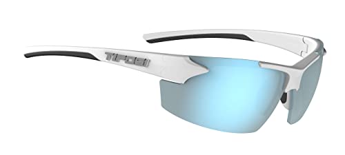 Tifosi Optics Track Sunglasses: White/Black, Smoke Bright Blue