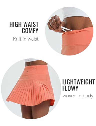 BALEAF Women's High Waisted Pleated Skorts - Red Coral