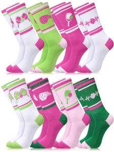 Dink Ball Pattern Athletic Socks - 8 Pairs