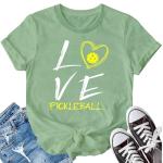 Women's Love Pickleball Green T-Shirt