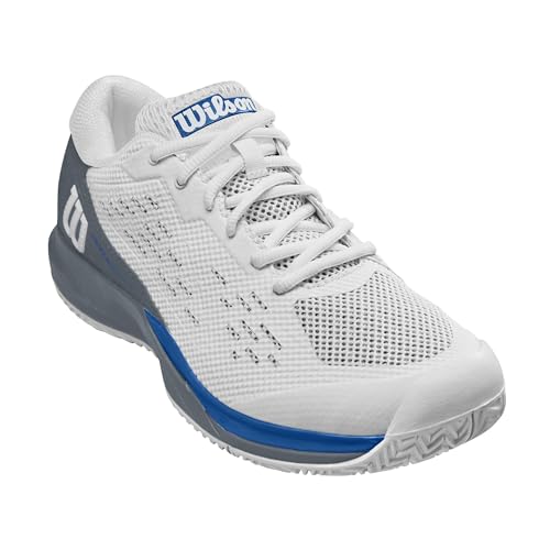 Wilson Men's Pickleball Sneaker, White/Grey/Blue, Size 10