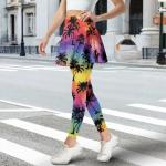 WHUVUMFY Women Tennis Skirted Leggings with Pockets Breathable Coconut Trees Athletic Skirt with Leggings Tummy Control Pickleball Clothing