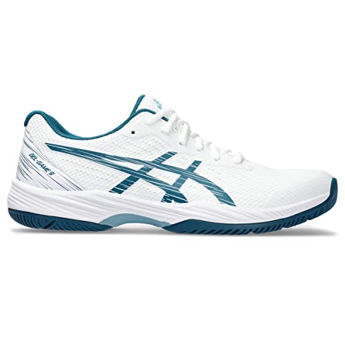 Men's ASICS Gel-Game 9 Pickleball Shoes, White/Teal, Size 12