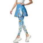 YEXIATODO Blue Sky Tennis Skirted Leggings with Pockets for Women Active Skort Athletic Ruffle Pleated Golf Pickleball with Skirt Seamless Butt Lifting for Athletics Workout Racing Dancing XS