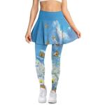 YEXIATODO Blue Sky Tennis Skirted Leggings with Pockets for Women Active Skort Athletic Ruffle Pleated Golf Pickleball with Skirt Seamless Butt Lifting for Athletics Workout Racing Dancing XS