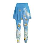 YEXIATODO Blue Sky Tennis Skirted Leggings with Pockets for Women Active Skort Athletic Ruffle Pleated Golf Pickleball with Skirt Seamless Butt Lifting for Athletics Workout Racing Dancing XS