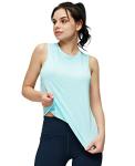 MIER Women's Workout Sleeveless Tank Tops UPF 50+ Quick Dry Athletic Gym Muscle Tee Outdoor Tennis Pickleball Shirts, Aqua, L