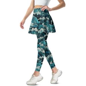 Turquoise High-Waisted Pickleball Skirt with Leggings