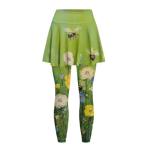 Bee Print Skirted Leggings with Pockets for Women