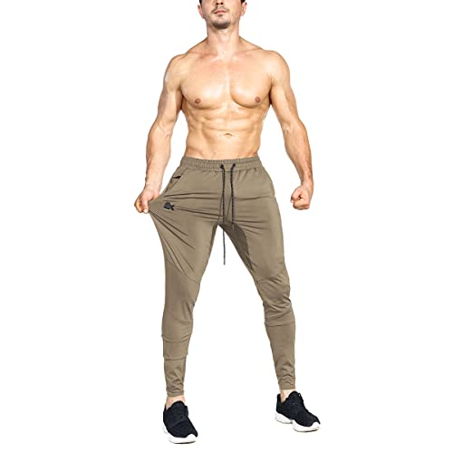 BROKIG Men's Lightweight Workout Sweatpants, Beige XL