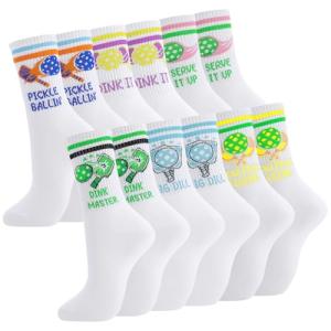 Performance Pickleball Crew Socks - 6 Pairs