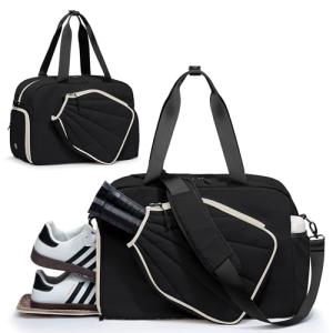 Women's Black Pickleball Tote Bag with Paddle Pocket