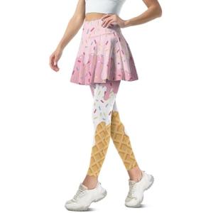 Ice Cream Print Skirt with Leggings for Women