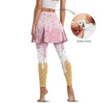 Ice Cream Print Skirt with Leggings for Women