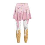 Ice Cream Print Skirt with Leggings for Women