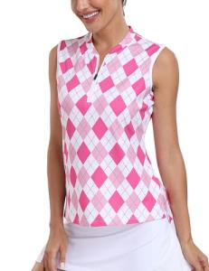 Women's Quick-Dry Sleeveless Pickleball Polo - Pink