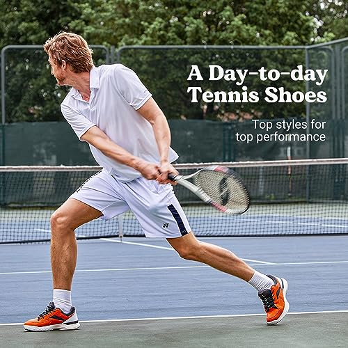 FitVille Men's Wide Court Shoes for Pickleball (Orange, 10.5)