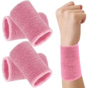 Absorbent 6 Inch Sports Wristbands - 4 Pack