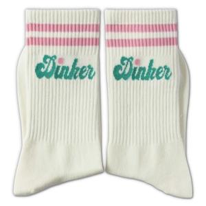 Retro Cream Pickleball Socks with Pink Stripes
