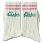 Retro Cream Pickleball Socks with Pink Stripes