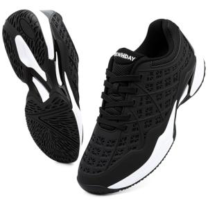 Men's Breathable Pickleball Shoes - Lightweight Black Sneakers