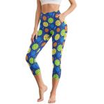 Psesaysky Women’s Capri Leggings with Pickleball Prints