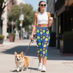 Psesaysky Women’s Capri Leggings with Pickleball Prints