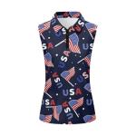 USA Flag Print Sleeveless Women's Pickleball Polo