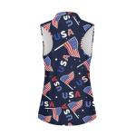 USA Flag Print Sleeveless Women's Pickleball Polo
