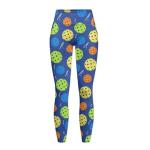 High Waist Pickleball Print Yoga Leggings With Pockets