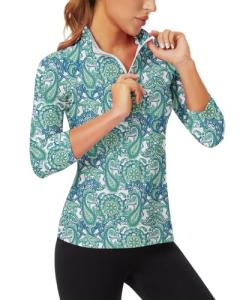 Women's Floral Half Zip Workout Pullover Top