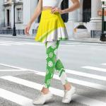 FUSURIRE Yellow Green Women's Pickleball Skirt Leggings
