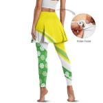 FUSURIRE Yellow Green Women's Pickleball Skirt Leggings