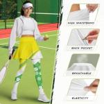 FUSURIRE Yellow Green Women's Pickleball Skirt Leggings