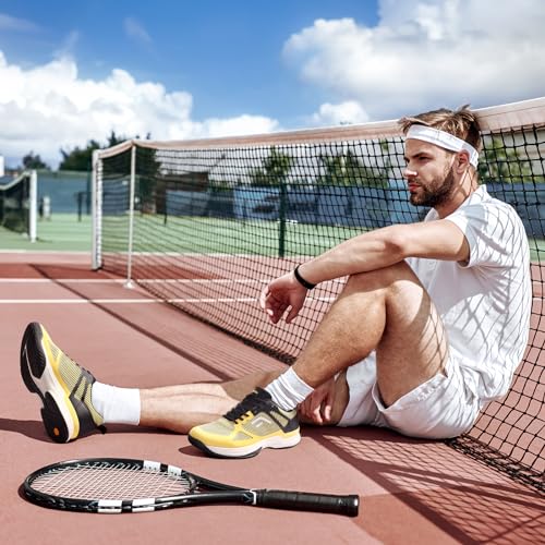 Men's Arch Support Pickleball Sneakers in Yellow/Black