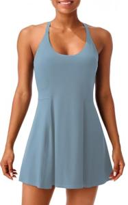 Women's Blue Tennis Dress with Built-in Shorts