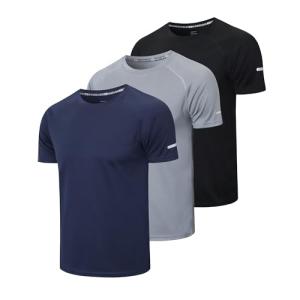Frueo Men's 3 Pack Dry Fit Training Shirts
