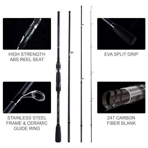 Goture Travel Fishing Rod, 4 Piece Pole with Case