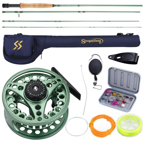 Sougayilang Fly Fishing Combo, 4 Piece Rod & Reel