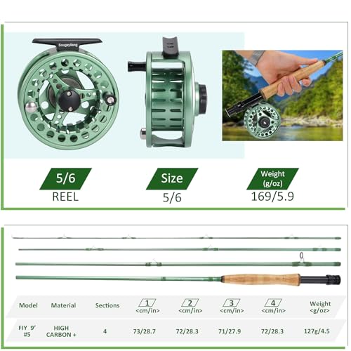 Sougayilang Fly Fishing Combo, 4 Piece Rod & Reel