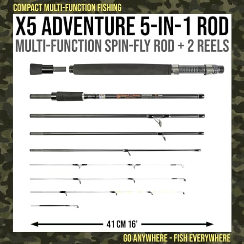 5-in-1 Travel Fishing Combo: Rod, 2 Reels, Tips