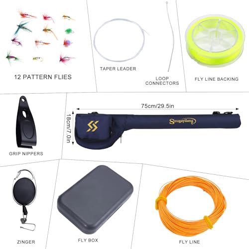 Sougayilang Fly Fishing Combo Starter Kit (Turquoise #5)