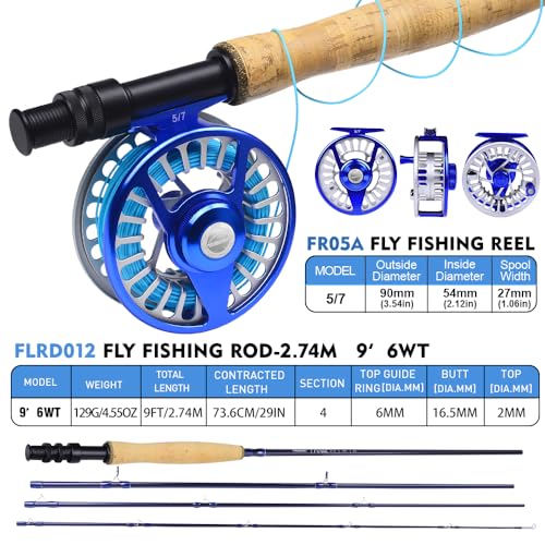 9' 6wt Fly Rod and Reel Combo Starter Kit