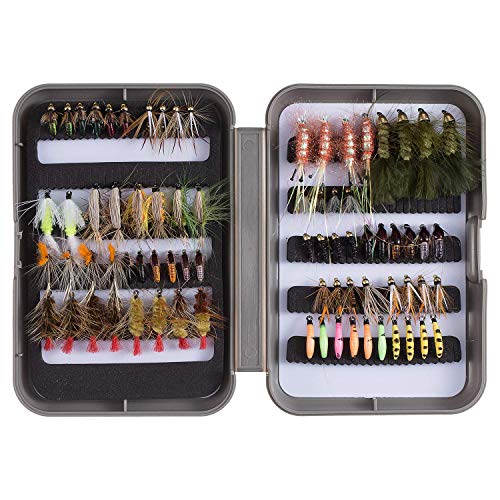 BASSDASH Fly Fishing Flies Assortment Kit with Fly Box