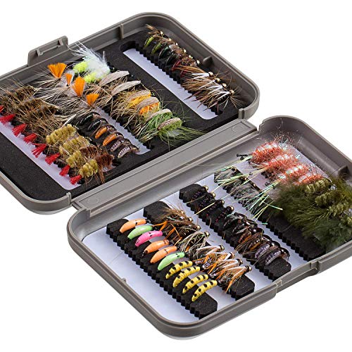 BASSDASH Fly Fishing Flies Assortment Kit with Fly Box