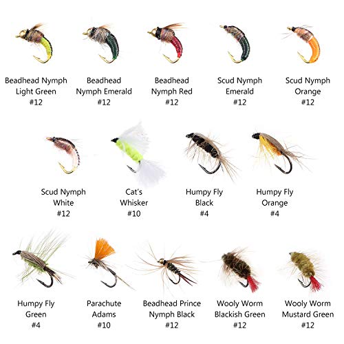 BASSDASH Fly Fishing Flies Assortment Kit with Fly Box