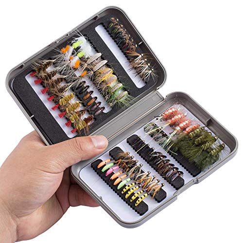 BASSDASH Fly Fishing Flies Assortment Kit with Fly Box