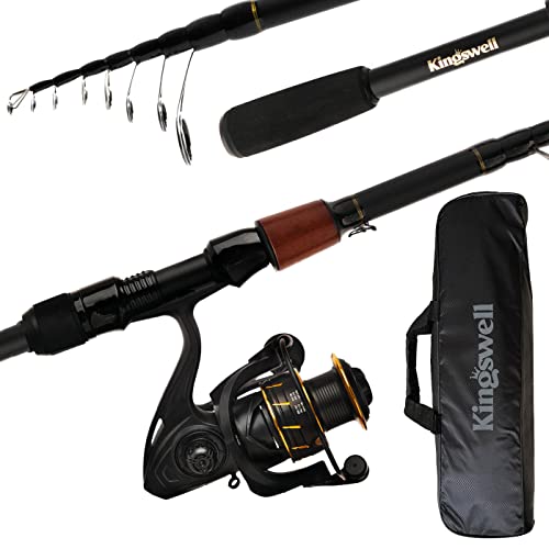 KINGSWELL Telescopic Fishing Rod Reel Combo, Graphite Pole