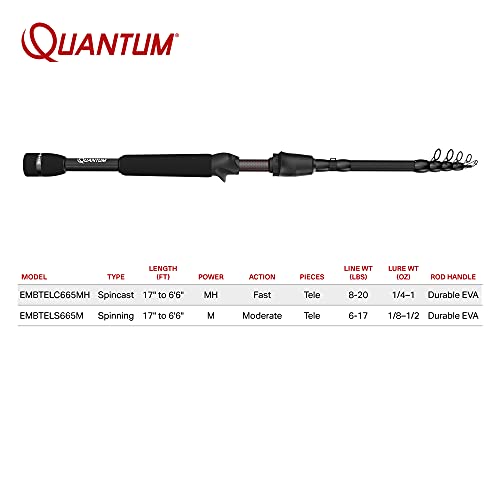 Quantum Embark Telescopic Casting Rod, IM6 Graphite, Black
