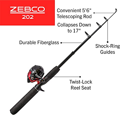 Zebco 202 Spincast Reel with Telescopic Fishing Rod